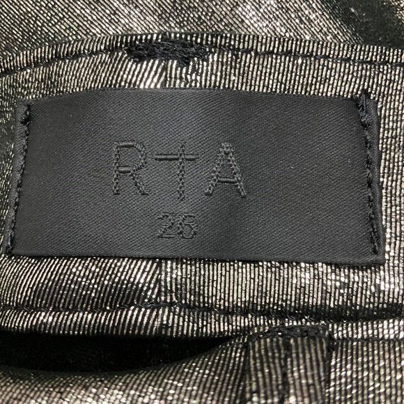 RTA GOLD METALLIC LAMBSKIN STRETCH LEATHER SKINNY PANTS - Picture 4 of 8